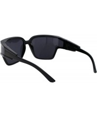 Square Womens Modern Fashion Sunglasses Shield Square Extended Side Lens UV400 - Black (Black) - CY18Y5AWSU7 $14.00