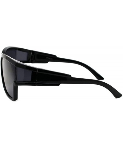 Square Womens Modern Fashion Sunglasses Shield Square Extended Side Lens UV400 - Black (Black) - CY18Y5AWSU7 $14.00