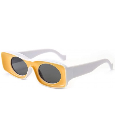 Rectangular Vintage Rectangular Sunglasses Women Colorful Female Sun Glasses for Party Decoration - Orange Black White - CD18...