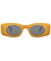 Rectangular Vintage Rectangular Sunglasses Women Colorful Female Sun Glasses for Party Decoration - Orange Black White - CD18...