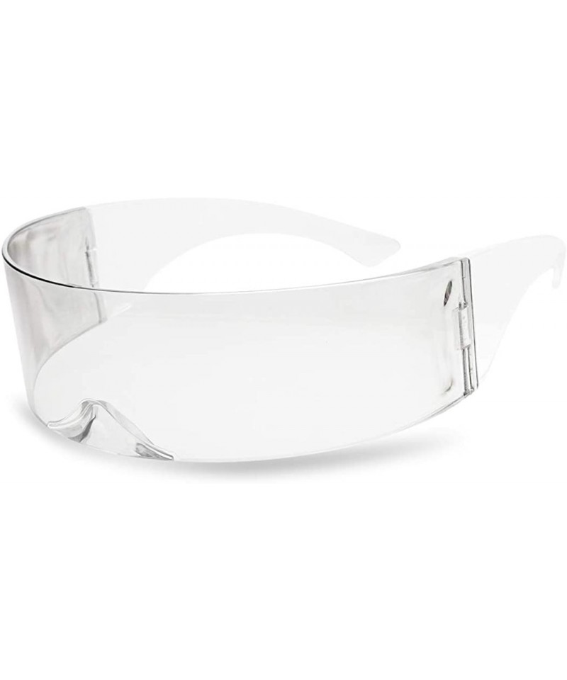Wrap - One Piece Futuristic Wrap Around Novelty Cyclops Robocop Sunglasses - Clear - C21882TSUOU $24.69