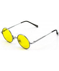 Round John Lennon Hipster Fashion Sunglasses Small Metal Round Circle Elton Style - Purple and Yellow - C418I2WQ0U4 $17.47