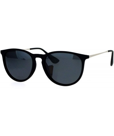 Wayfarer Polarized Lens Rubberized Matte Horn Rim Retro Sunglasses - Black - CL12ITP9U7X $14.08