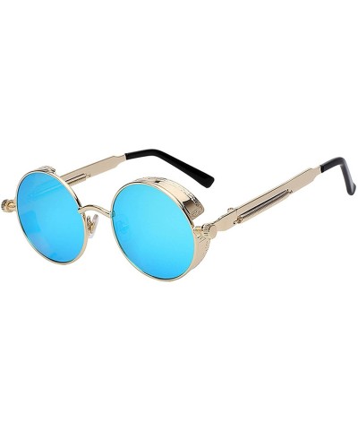 Shield Steampunk Retro Gothic Vintage Hippie Colored Metal Round Circle Frame Sunglasses Colored Lens - CY183RLZZT3 $11.87