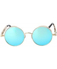 Shield Steampunk Retro Gothic Vintage Hippie Colored Metal Round Circle Frame Sunglasses Colored Lens - CY183RLZZT3 $11.87