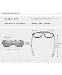 Square Genuine Zebra wood sunglasses square men polarized UV400 - Silver - CB18ZY9OAZ7 $44.51