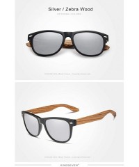 Square Genuine Zebra wood sunglasses square men polarized UV400 - Silver - CB18ZY9OAZ7 $24.92