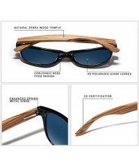 Square Genuine Zebra wood sunglasses square men polarized UV400 - Silver - CB18ZY9OAZ7 $44.51