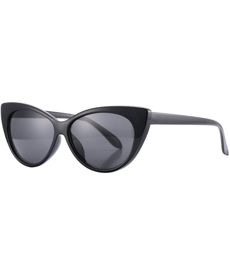 Cat Eye Cat Eye Sunglasses Clout Goggles Vintage Narrow Style Retro Kurt Cobain Sunglasses - Black Frame/Black Lens - CL1825R...