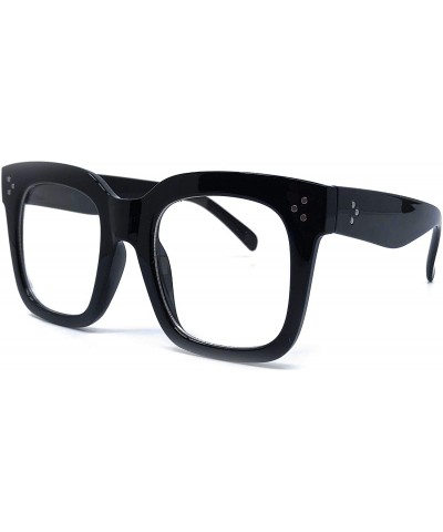 Oversized Premium Oversize XXL Women Men Style Fashion Mirror Tint Sunglasses - Clear/ Black - CX199RX0L8Q $17.05