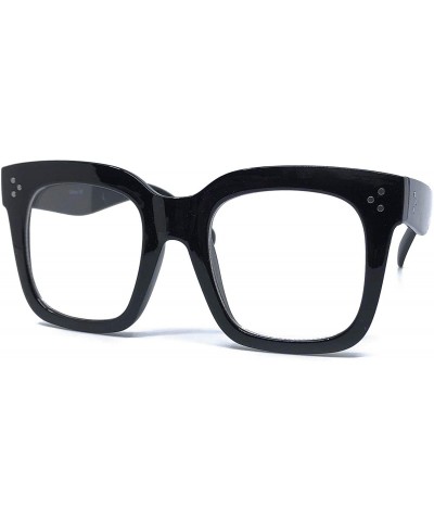 Oversized Premium Oversize XXL Women Men Style Fashion Mirror Tint Sunglasses - Clear/ Black - CX199RX0L8Q $17.05