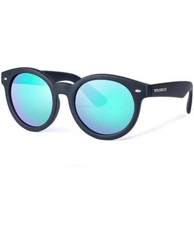 Aviator Sunglasses Women Polarized Fashion Sun Glasses Retro Round Polarized Lens Blue - Black - C818YLYHZ5G $29.19
