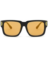 Aviator Unisex Vintage Sunglasses Retro Glasses Mirror Polarized Lens Square Frame Horn Rimmed Metal - Silver - CX1863DME2G $...