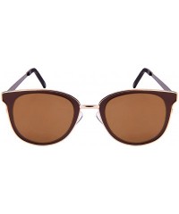 Cat Eye Unique Metal Framed Cat Eye Sunnies w/Flat Mirror Lens 25147-FLREV - Matte Brown - CU12O1OLL3W $10.85