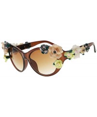 Oversized Sunglasses for Women Oversized Cat Eye Glasses Flowers Sunglasses Beach On Vaction UV400 Protection - Tan - CY1887W...