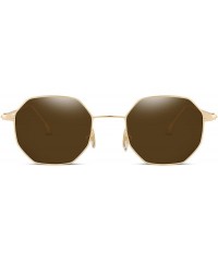 Wayfarer Hipster Small Polygon Women Men Sunglasses Delicate Metal Frame B2254 - Gold Frame Brown Lens - C818O8G08AR $13.10