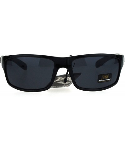 Rectangular Locs All Black Mad Dog Cholo Rectangular Gangster Biker Sunglasses - Shiny Black - CB17XX9UL37 $9.67