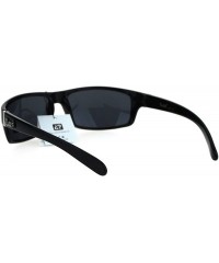 Rectangular Locs All Black Mad Dog Cholo Rectangular Gangster Biker Sunglasses - Shiny Black - CB17XX9UL37 $9.67