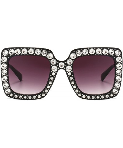 Sport Oversized Sunglasses for Women Square Thick Frame Bling Bling Rhinestone Novelty Shades - CW18GHXZLE7 $14.94