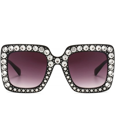 Sport Oversized Sunglasses for Women Square Thick Frame Bling Bling Rhinestone Novelty Shades - CW18GHXZLE7 $14.94