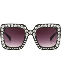 Sport Oversized Sunglasses for Women Square Thick Frame Bling Bling Rhinestone Novelty Shades - CW18GHXZLE7 $14.94