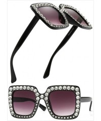 Sport Oversized Sunglasses for Women Square Thick Frame Bling Bling Rhinestone Novelty Shades - CW18GHXZLE7 $14.94