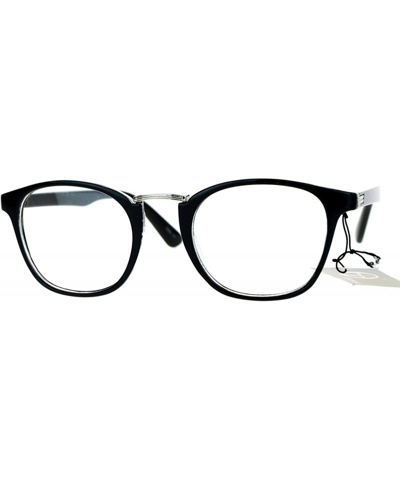 Square Clear Lens Eyeglasses Vintage Retro Metal Bridge Glasses Frame UV 400 - Black Silver - CR189Y3LTNU $8.04