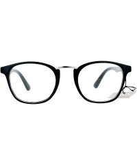 Square Clear Lens Eyeglasses Vintage Retro Metal Bridge Glasses Frame UV 400 - Black Silver - CR189Y3LTNU $8.04
