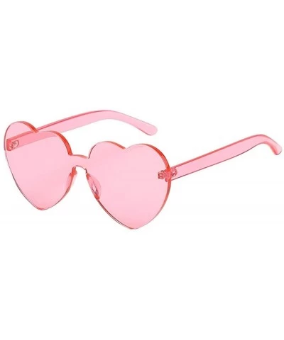 Rimless Heart Shaped Love Rimless Sunglasses One Piece Transparent Candy Color Frameless Glasses Eyewear - Light Pink - C918U...