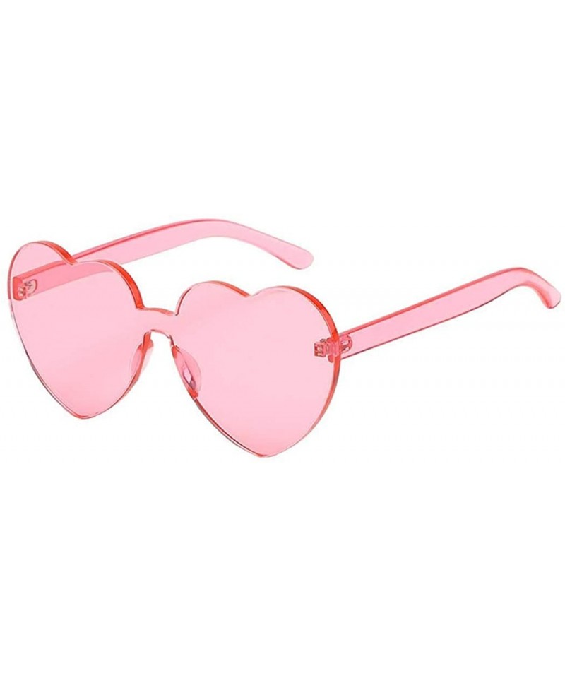 Fashion Heart Oversized Rimless Sunglasses One Piece Heart Shape Eyewear Colored Sunglasses for Women 