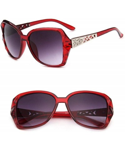 Square 2019 Vintage Big Frame Sunglasses Women Er Gradient Lens Driving Sun Glasses UV400 Oculos De Sol Feminino - Red - CB19...
