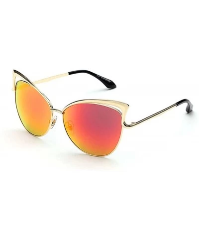 Goggle metal reflective cat's eye sunglasses fashion - C911MVEFU2N $64.62