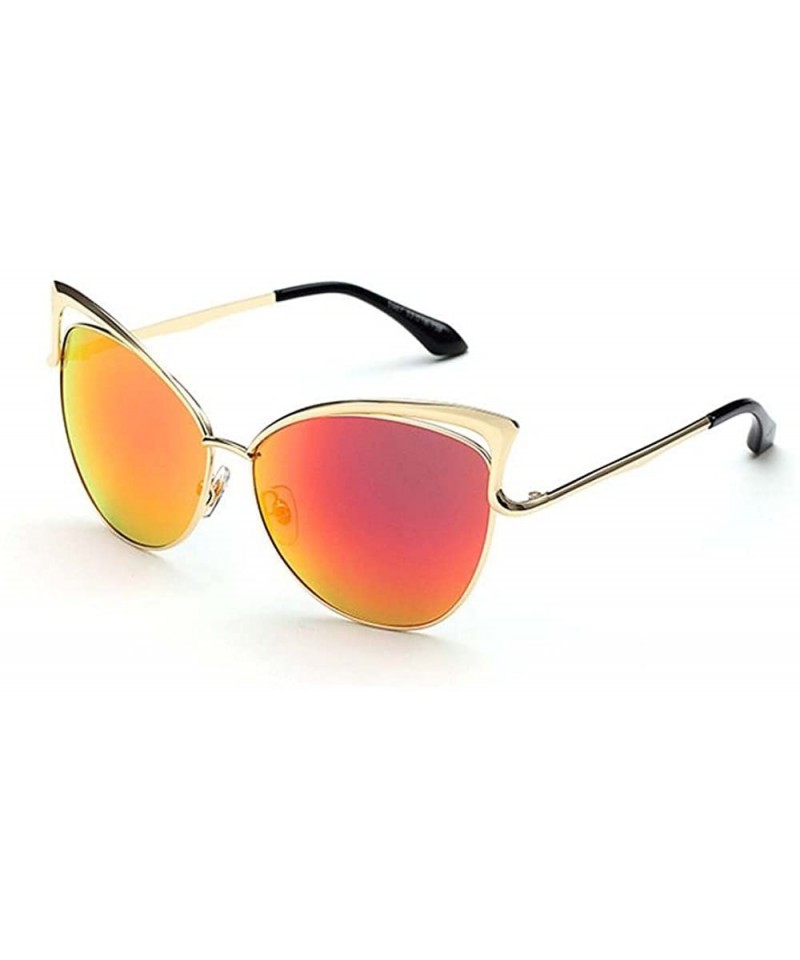 Goggle metal reflective cat's eye sunglasses fashion - C911MVEFU2N $31.88