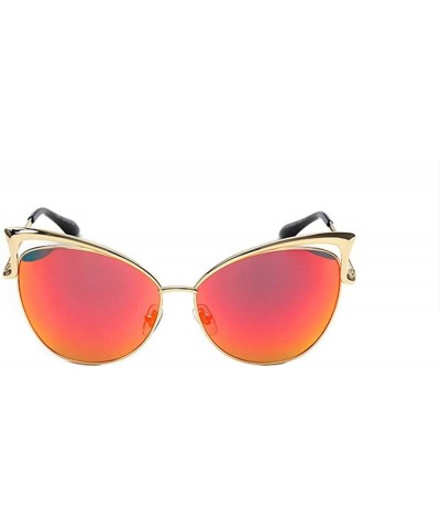 Goggle metal reflective cat's eye sunglasses fashion - C911MVEFU2N $31.88