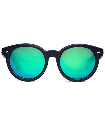 Aviator Sunglasses Women Polarized Fashion Sun Glasses Retro Round Polarized Lens Blue - Black - C818YLYHZ5G $14.08