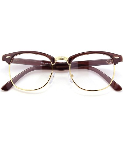 Wayfarer Clear Lens Glasses For Men Women Fashion Non-Prescription Nerd Eyeglasses Acetate Square Frame PG05 - 2 Brown - CI17...