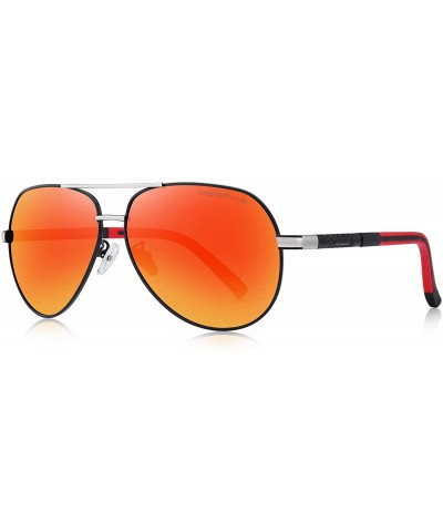 Aviator Men Vintage Aluminum Polarized Sunglasses for Men Womens Polarized Mirror with Case - Red Mirror - C018XSI3S30 $12.79