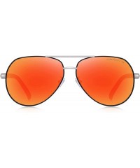 Aviator Men Vintage Aluminum Polarized Sunglasses for Men Womens Polarized Mirror with Case - Red Mirror - C018XSI3S30 $12.79