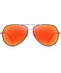 Aviator Men Vintage Aluminum Polarized Sunglasses for Men Womens Polarized Mirror with Case - Red Mirror - C018XSI3S30 $12.79