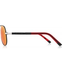 Aviator Men Vintage Aluminum Polarized Sunglasses for Men Womens Polarized Mirror with Case - Red Mirror - C018XSI3S30 $12.79