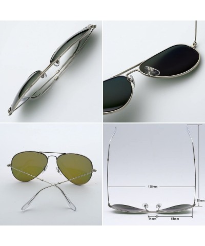 Aviator Corning natural glass lenses metal frame aviator sunglasses for men women - CV184GIAW36 $25.55