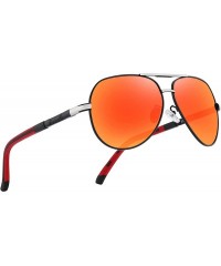 Aviator Men Vintage Aluminum Polarized Sunglasses for Men Womens Polarized Mirror with Case - Red Mirror - C018XSI3S30 $12.79