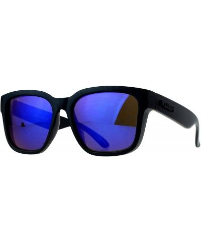 Oversized Mens Mirror Lens Gangster Oversize Horn Rim Sunglasses - Blue Revo - CU12MWV5MBT $10.88