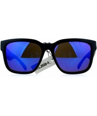 Oversized Mens Mirror Lens Gangster Oversize Horn Rim Sunglasses - Blue Revo - CU12MWV5MBT $10.88