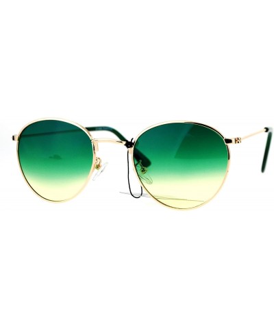 Round Gold Round Oval Frame Sunglasses Ombre Gradient Color Lens UV 400 - Gold - CK186RZWR34 $19.07