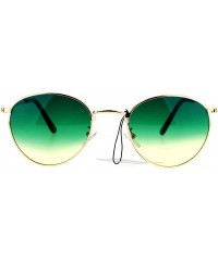 Round Gold Round Oval Frame Sunglasses Ombre Gradient Color Lens UV 400 - Gold - CK186RZWR34 $11.44
