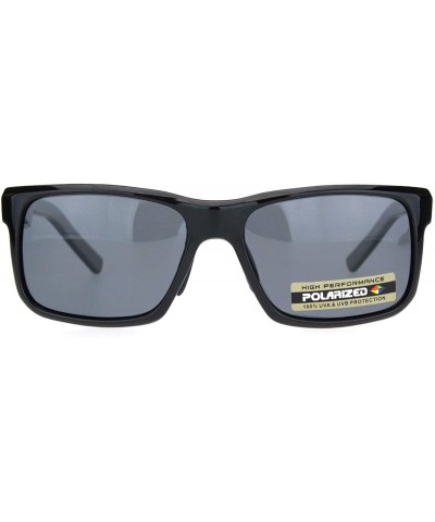 Rectangular Polarized Mens Luxury Designer Rectangular Sport Sunglasses - Shiny Black Black - C718NKSERDL $24.08