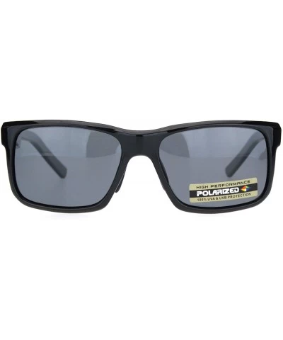 Rectangular Polarized Mens Luxury Designer Rectangular Sport Sunglasses - Shiny Black Black - C718NKSERDL $23.13