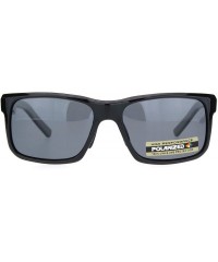 Rectangular Polarized Mens Luxury Designer Rectangular Sport Sunglasses - Shiny Black Black - C718NKSERDL $12.04