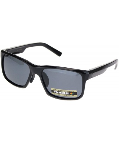 Rectangular Polarized Mens Luxury Designer Rectangular Sport Sunglasses - Shiny Black Black - C718NKSERDL $12.04